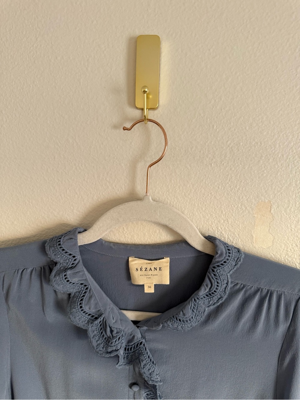 Sezane Chlo Silk Blouse in Vintage Blue Sz 36/S/4 - Picture 4 of 8